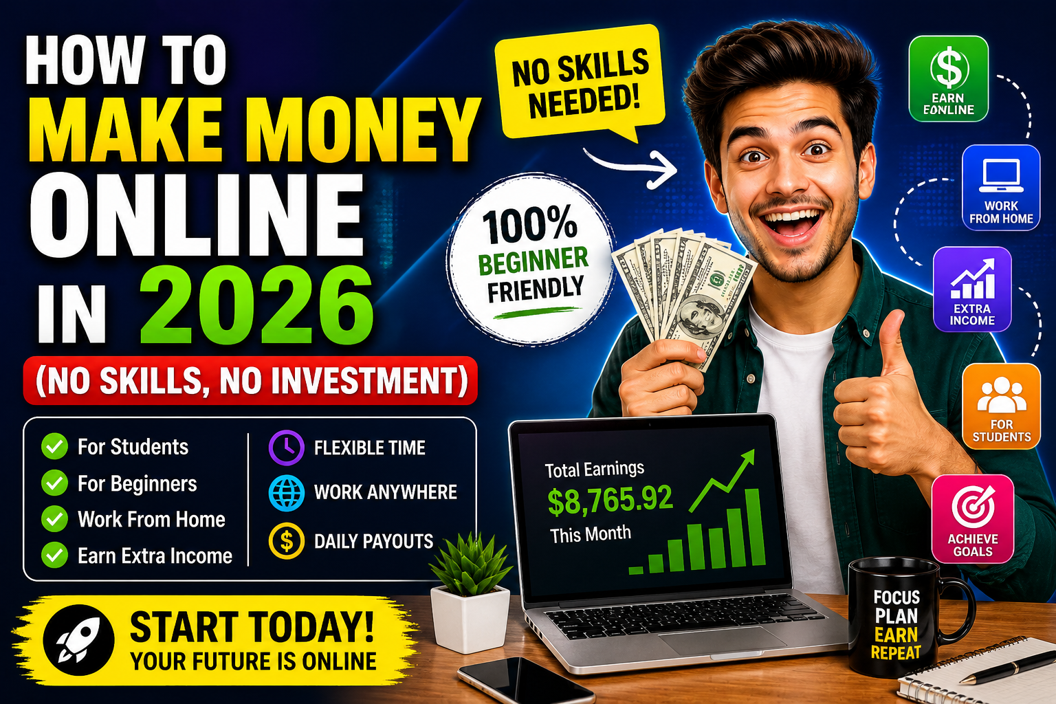 How to Make Money Online i0n 226 (No Skills, No Investment)