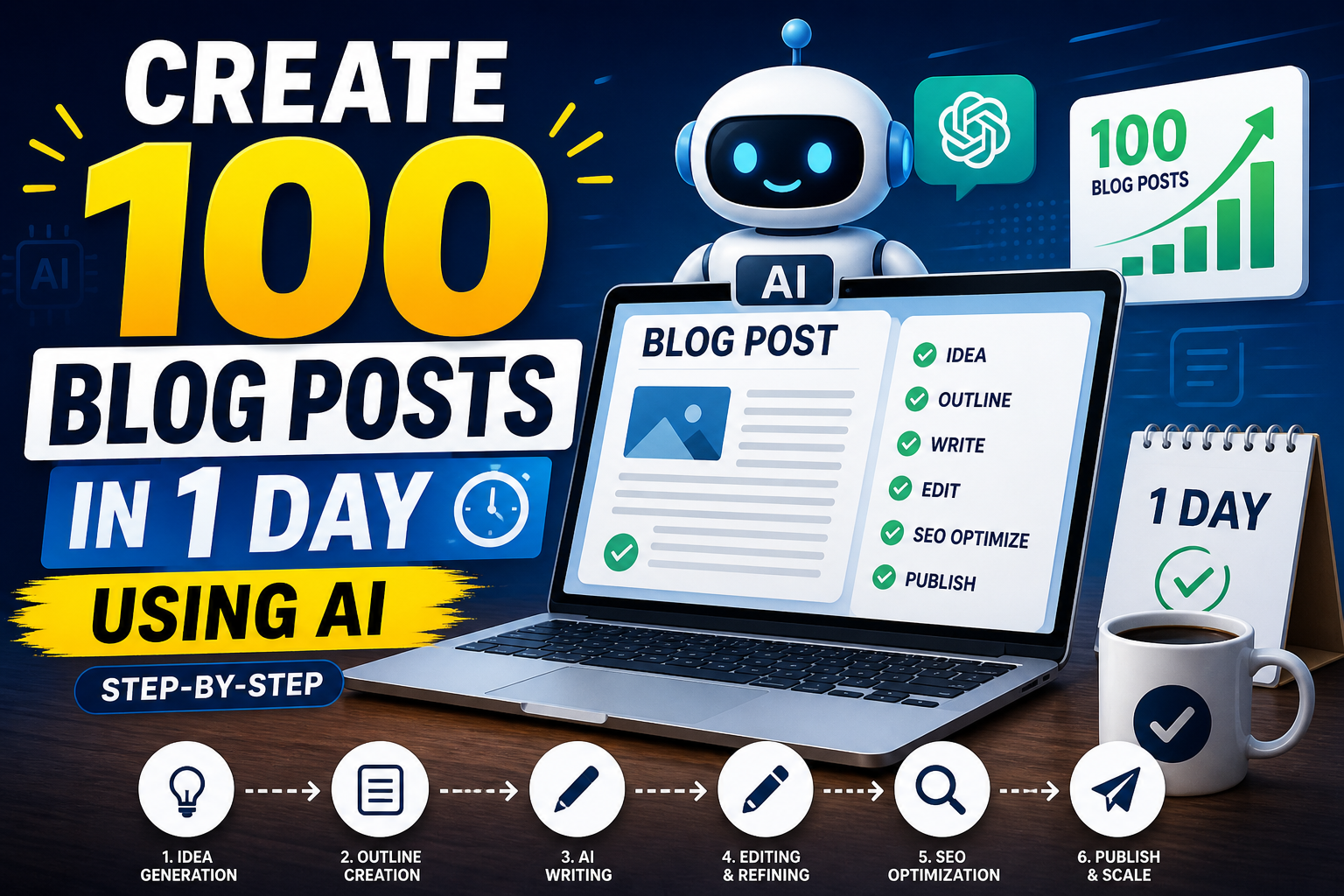 Create 100 Blog Posts in 1 Day Using AI (Step-by-Step)