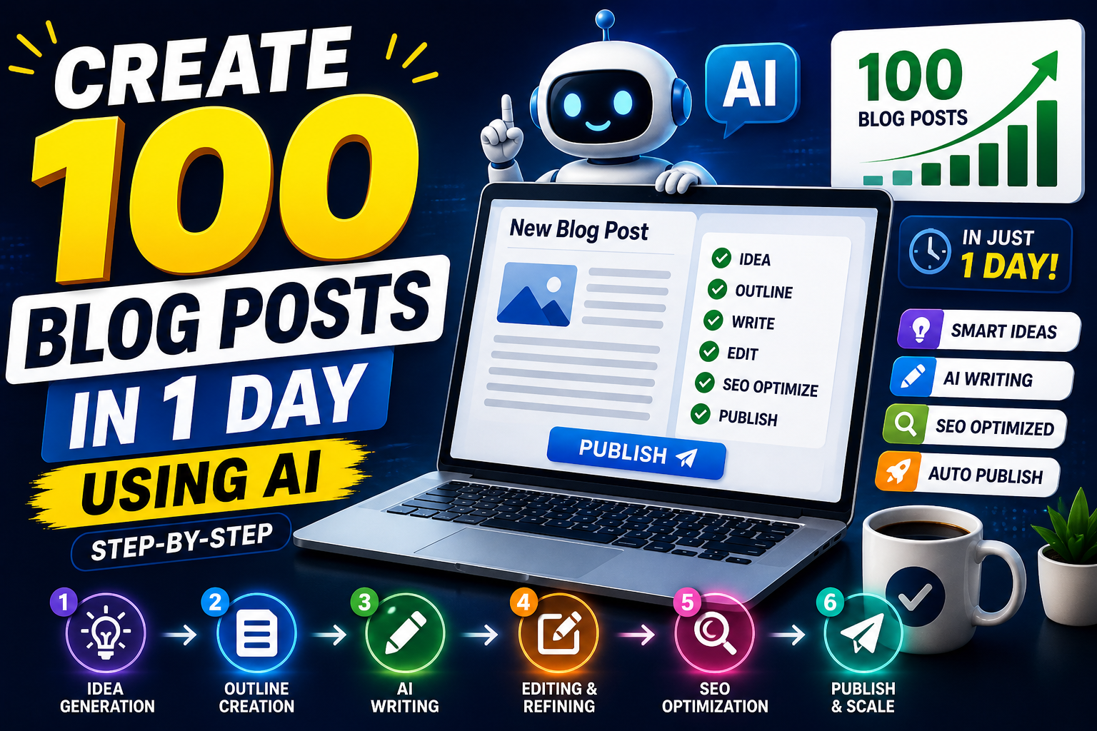 Create 100 Blog Posts in 1 Day Using AI (Step-by-Step)