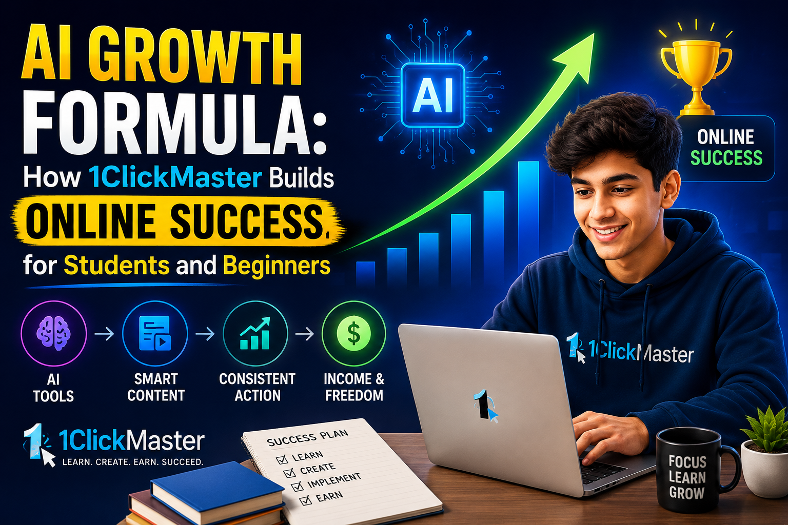 AI Growth Formula: How 1ClickMaster Builds Online Success for Students and Beginners