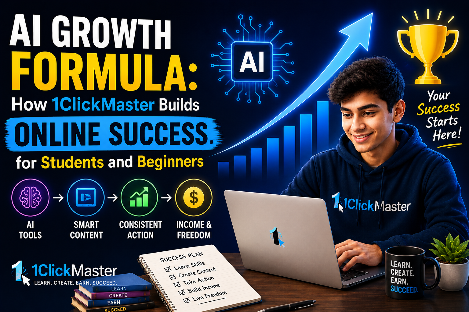 AI Growth Formula: How 1ClickMaster Builds Online Success for Students and Beginners