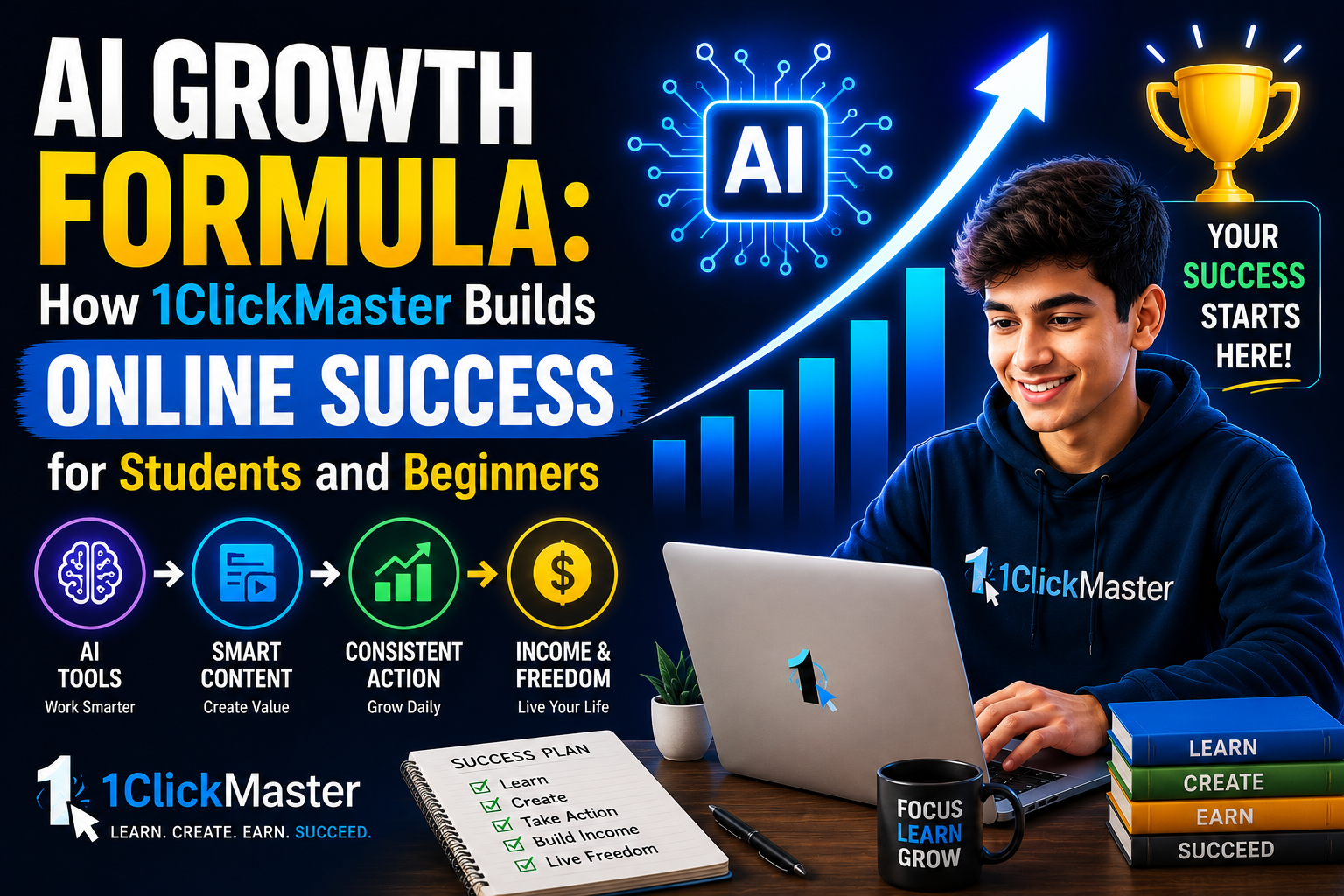 AI Growth Formula: How 1ClickMaster Builds Online Success for Students and Beginners