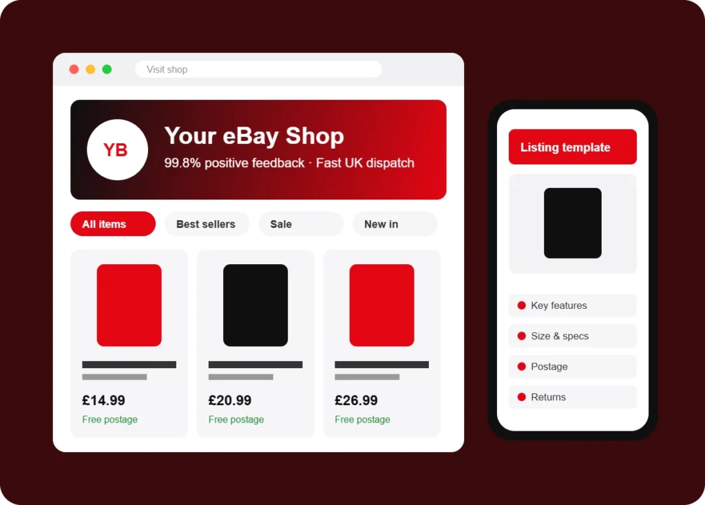 eBay shop and listing template design by 1ClickMaster